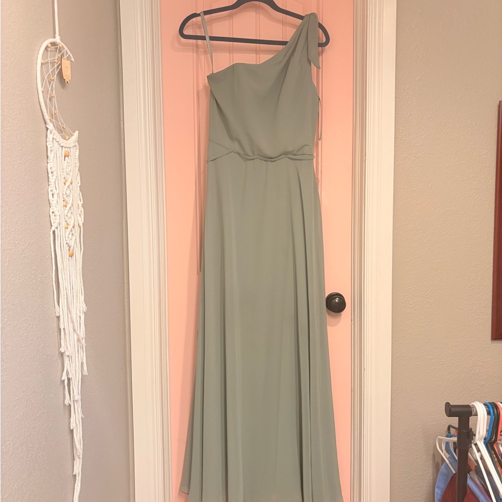 NWT Kennedy Blue Eloise Platinum Moss One-Shoulder Chiffon Bridesmaid Dress